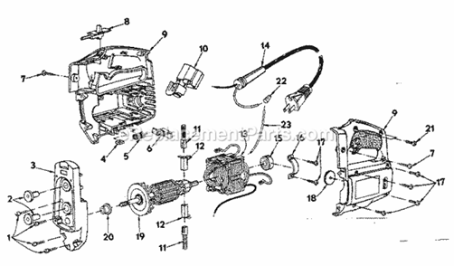 Field And Armature Assembly Diagram and Parts List for 315172110  Craftsman Scroll Saw
