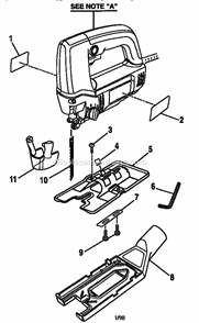Base Assembly Diagram and Parts List for 315172280  Craftsman Jig Saw