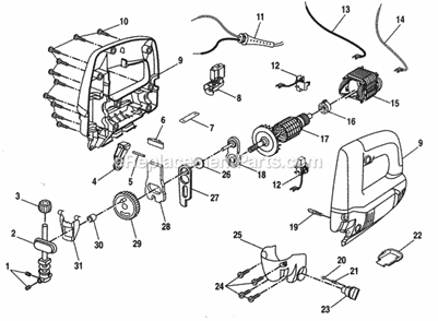 Motor Assy Diagram and Parts List for 315172281  Craftsman Jig Saw