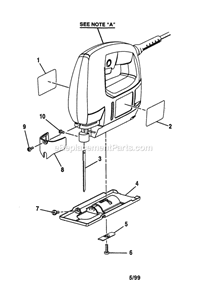 Craftsman Sabre Saw Diagram and Parts List for 315172300  Craftsman Table Saw