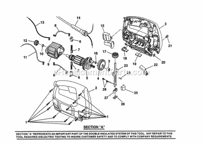 Motor Assembly Diagram and Parts List for 315172310  Craftsman Table Saw