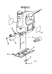 Craftsman Auto-Scroll Saw Diagram and Parts List for 315172320  Craftsman Table Saw