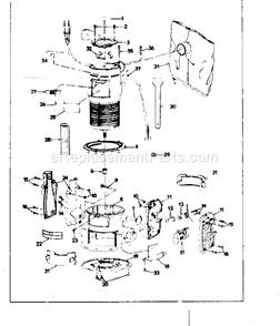 Base Assembly Diagram and Parts List for 31517431  Craftsman Router