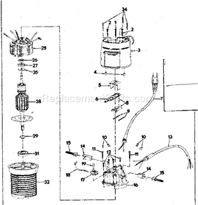 Motor Assembly Diagram and Parts List for 31517431  Craftsman Router