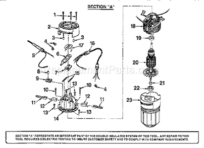 Part Location Diagram of 970777-001 Craftsman Cord Assembly.