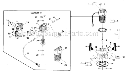 Unit Parts Diagram and Parts List for 315174451  Craftsman Router