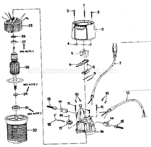 Motor Assembly Diagram and Parts List for 31517461  Craftsman Router