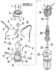 Motor Assembly Diagram and Parts List for 315174710  Craftsman Router