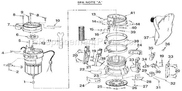 Base Assembly Diagram and Parts List for 315174730  Craftsman Router