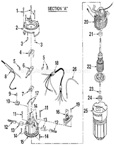 Motor Assembly Diagram and Parts List for 315174730  Craftsman Router