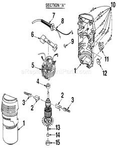 Housing And Armature Asse... Diagram and Parts List for 315174740  Craftsman Router