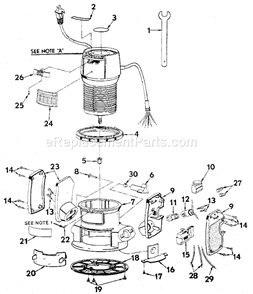 Base Assembly Diagram and Parts List for 315174771  Craftsman Router