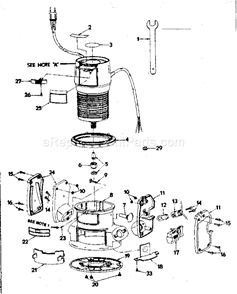 Base Assembly Diagram and Parts List for 31517490  Craftsman Router