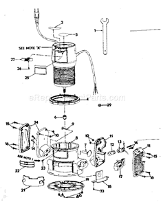 Base Assembly Diagram and Parts List for 31517491  Craftsman Router