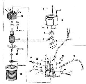 Motor Assembly Diagram and Parts List for 31517491  Craftsman Router