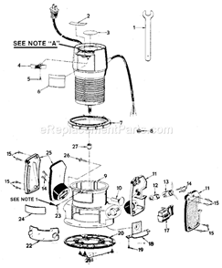 Base Assembly Diagram and Parts List for 315174921  Craftsman Router