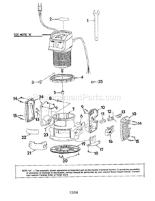 Electronic Router Diagram and Parts List for 31517500  Craftsman Router