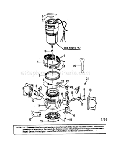 Main Body Diagram and Parts List for 315175040  Craftsman Router
