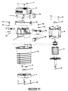 Motor Assy Diagram and Parts List for 315175342  Craftsman Router