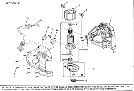 Motor Assy Diagram and Parts List for 315175390  Craftsman Planer Jointer