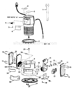 Base Assembly Diagram and Parts List for 315175611  Craftsman Router