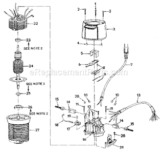 Motor Assembly Diagram and Parts List for 31517570  Craftsman Router