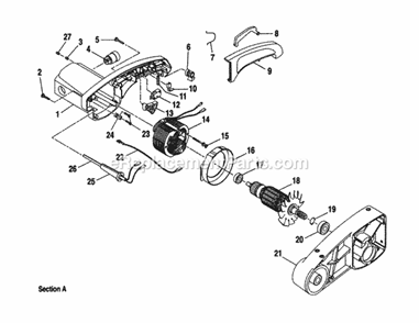 Motor Assembly Diagram and Parts List for 315212110  Craftsman Miter Saw