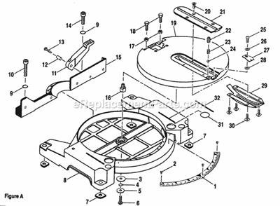 Base Diagram and Parts List for 315212180  Craftsman Miter Saw