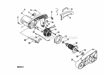 Section A Diagram and Parts List for 315212300  Craftsman Miter Saw