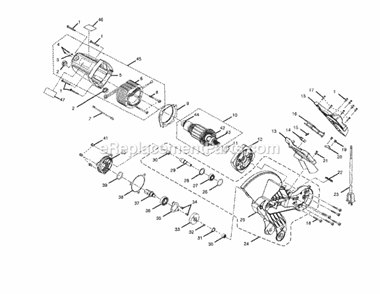 Upper Arm / Shaft / Motor House Diagram and Parts List for 315212350  Craftsman Miter Saw