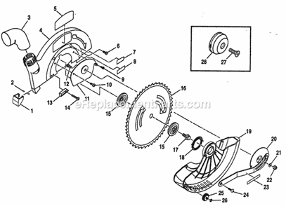 Blade Assy Diagram and Parts List for 315212500  Craftsman Miter Saw