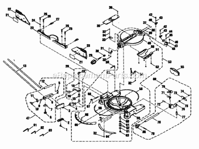 Base Assy Diagram and Parts List for 315212740  Craftsman Miter Saw