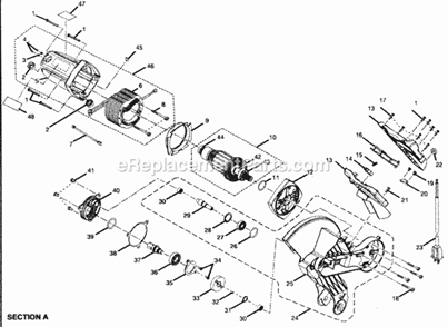 Motor Assy 2 Diagram and Parts List for 315212740  Craftsman Miter Saw