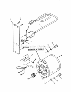 Motor Assembly Diagram and Parts List for 315214490  Craftsman Band Saw