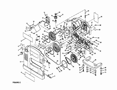 Front Cover/Base/Saw Blade Diagram and Parts List for 315214500  Craftsman Band Saw
