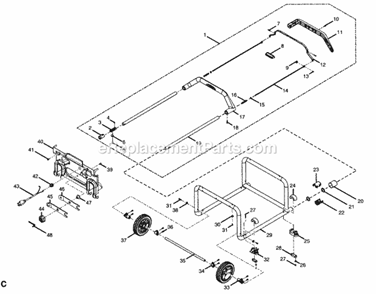 Frame Assy Diagram and Parts List for 315218280  Craftsman Table Saw