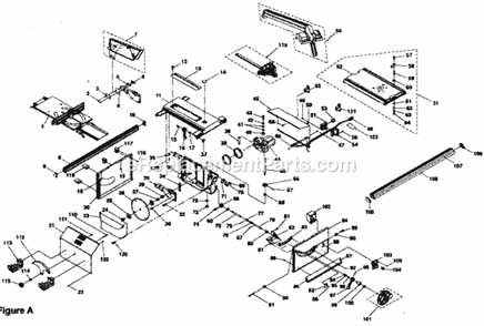 Table Assy Diagram and Parts List for 315218290  Craftsman Table Saw