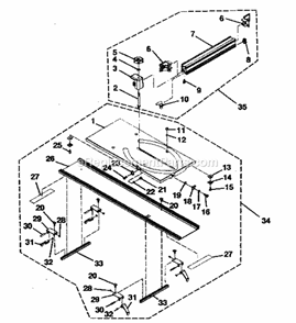 Table / Fence Assy Diagram and Parts List for 315218290  Craftsman Table Saw