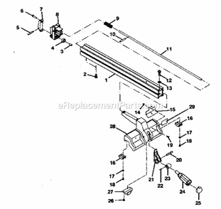 Rip Fence Diagram and Parts List for 315218290  Craftsman Table Saw