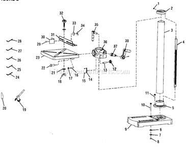 Stamd Assy Diagram and Parts List for 315219140  Craftsman Drill Press