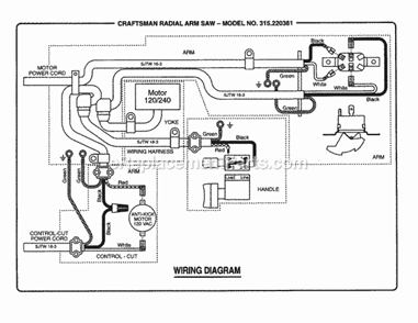 Page K Diagram and Parts List for 315220381  Craftsman Chop Saw