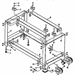 Stand Assembly With Casters Diagram and Parts List for 315221850  Craftsman Table Saw