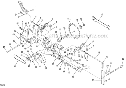 Blade Diagram and Parts List for 315228390  Craftsman Table Saw