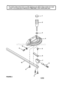 Table Saw Diagram and Parts List for 315228410  Craftsman Table Saw