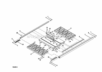 Page H Diagram and Parts List for 315228410  Craftsman Table Saw