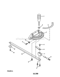 Miter Gauge Assembly Diagram and Parts List for 315228490  Craftsman Table Saw
