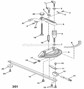 Cabinet Parts Diagram and Parts List for 315228590  Craftsman Table Saw