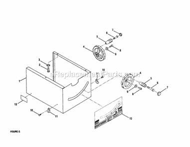 Base Diagram and Parts List for 315228930  Craftsman Table Saw