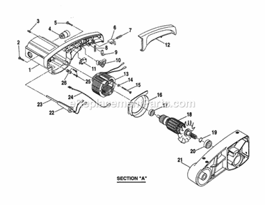 Armature Assembly Diagram and Parts List for 315235370  Craftsman Miter Saw