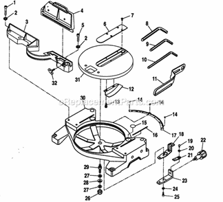 Base Asy Diagram and Parts List for 315243130  Craftsman Miter Saw